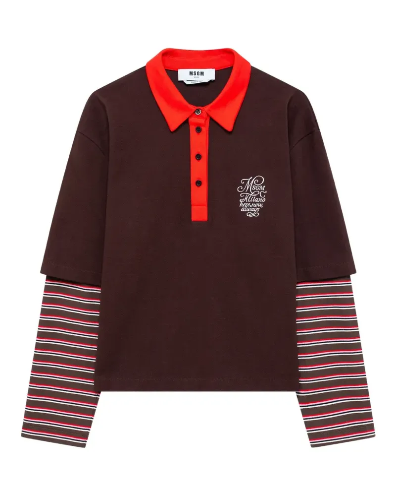 MSGM Besticktes T-Shirt im Layering-Look - Braun Braun