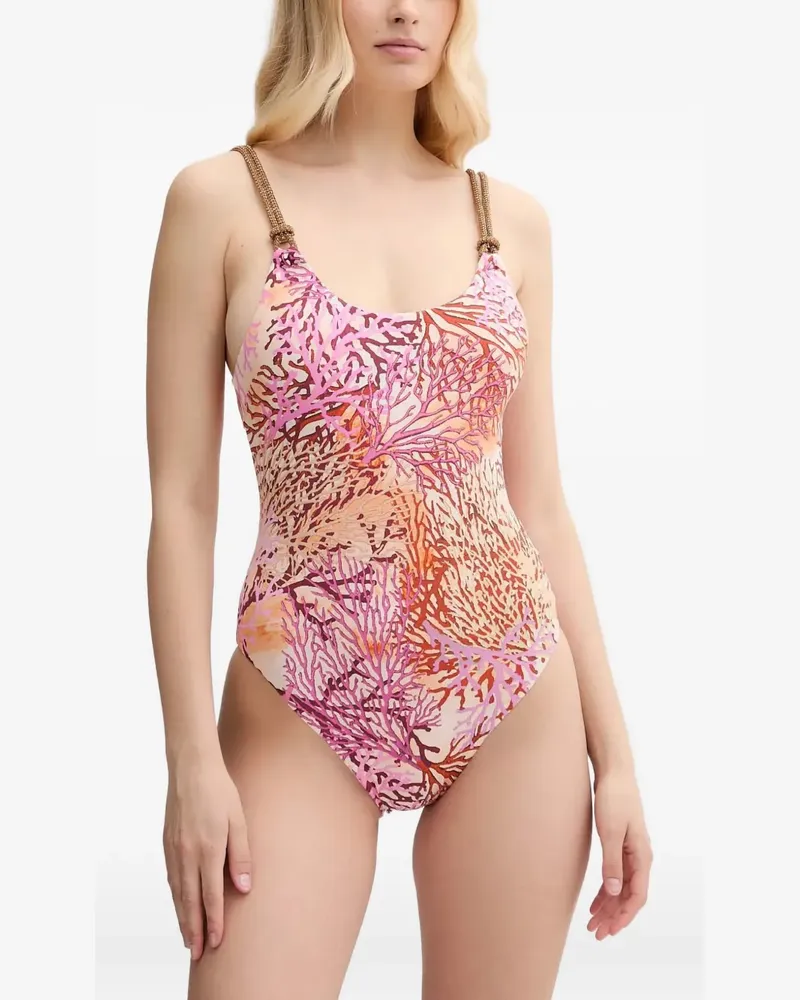 Guess Geknoteter Badeanzug mit Korallen-Print - Rosa Rosa