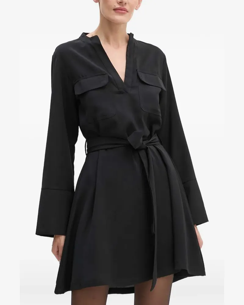 Silvian Heach Reimba belted flap-pocket mini dress - Schwarz Schwarz