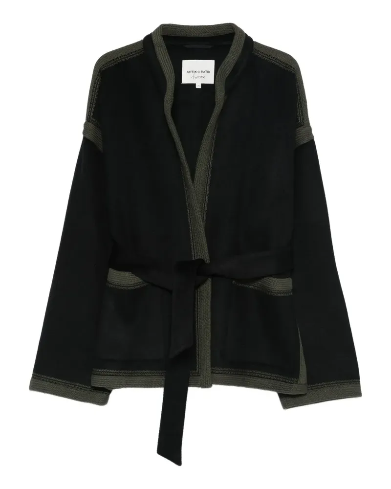 Antik Batik Jacke mit Gürtel - Schwarz Schwarz