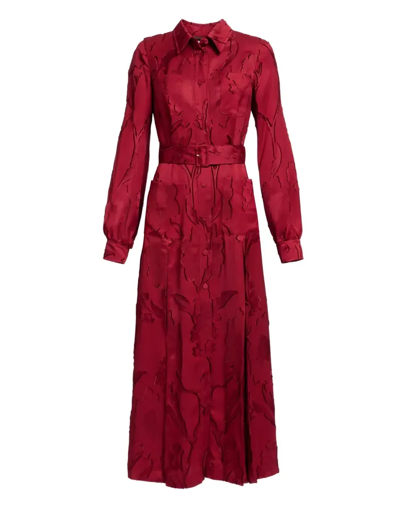 Elie Saab long-sleeve belted midi dress - Rot Rot