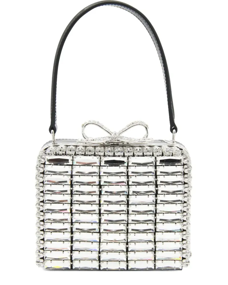 Self-Portrait Schultertasche mit Kristallen - Silber Silber