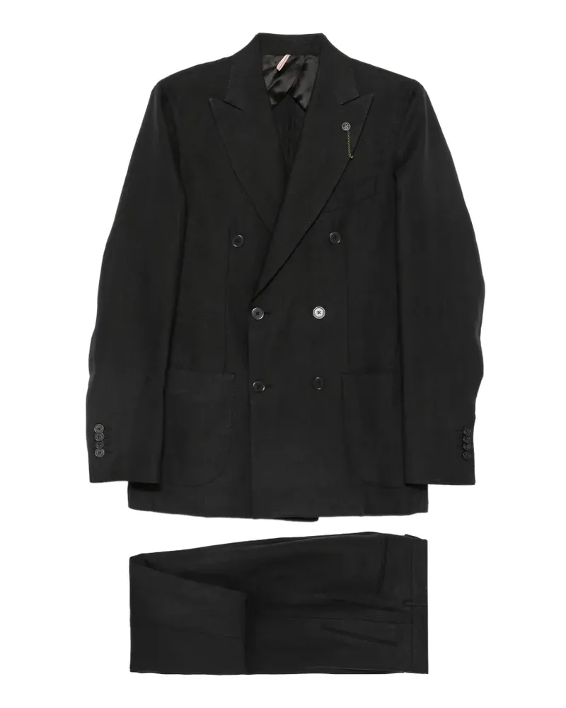 Biagio Santaniello double-breasted peak-lapel suit - Schwarz Schwarz