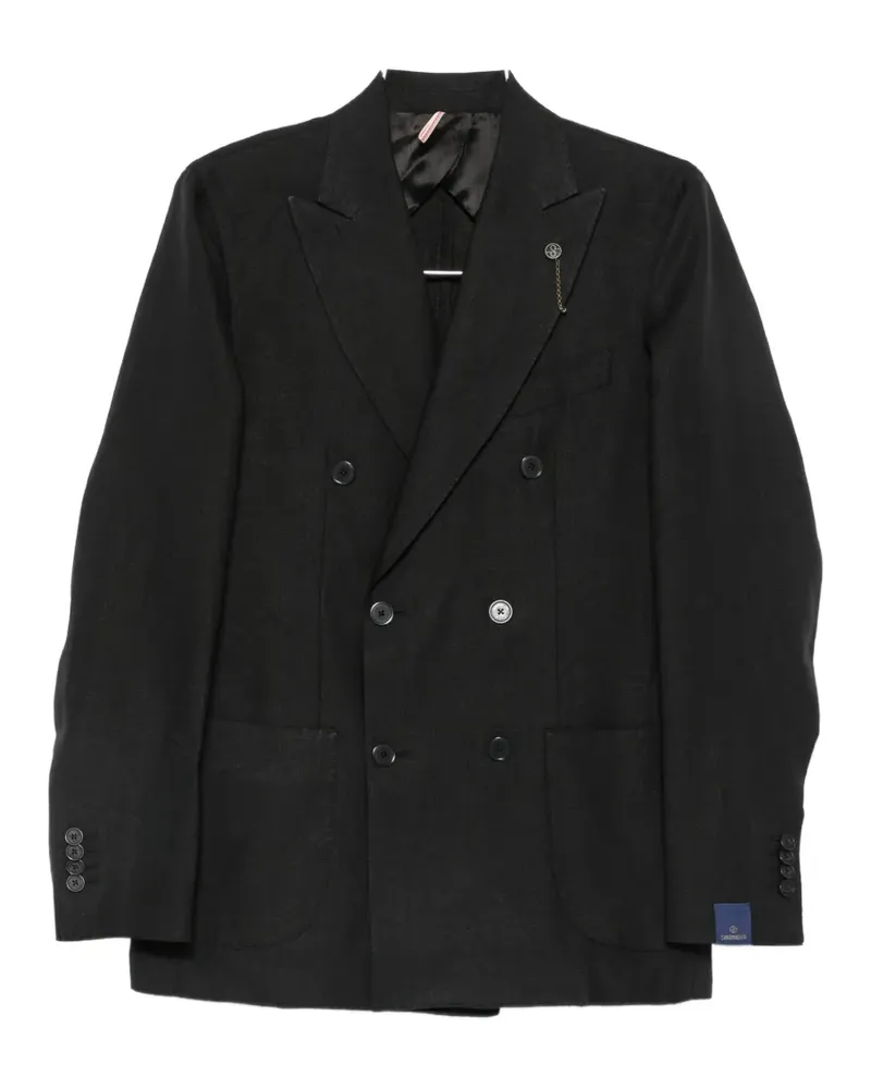 Biagio Santaniello double-breasted peak-lapel suit - Schwarz Schwarz