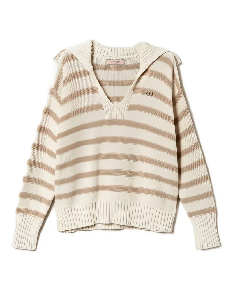 Twin-Set Gestreiftes Sweatshirt - Nude Nude