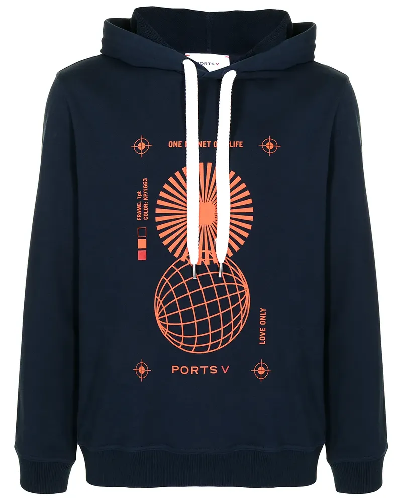 Ports V Sweatshirt mit "One Planet One Life"-Print - Blau Blau