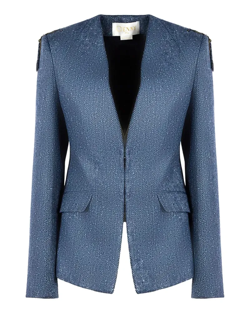 Genny herringbone decorative blazer - Blau Blau