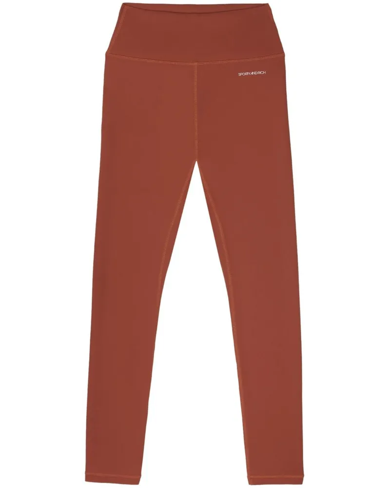 SPORTY & RICH High-Waist-Leggings mit Logo-Print - Rot Rot