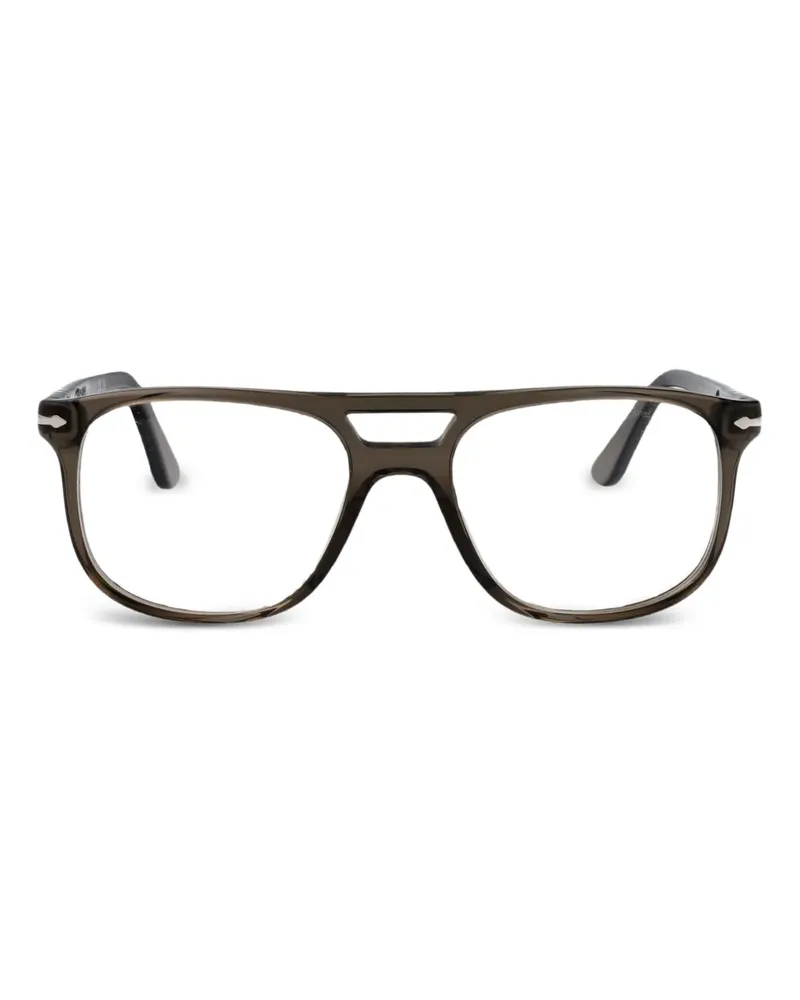 Persol Eckige Brille mit Doppelsteg - Schwarz Schwarz