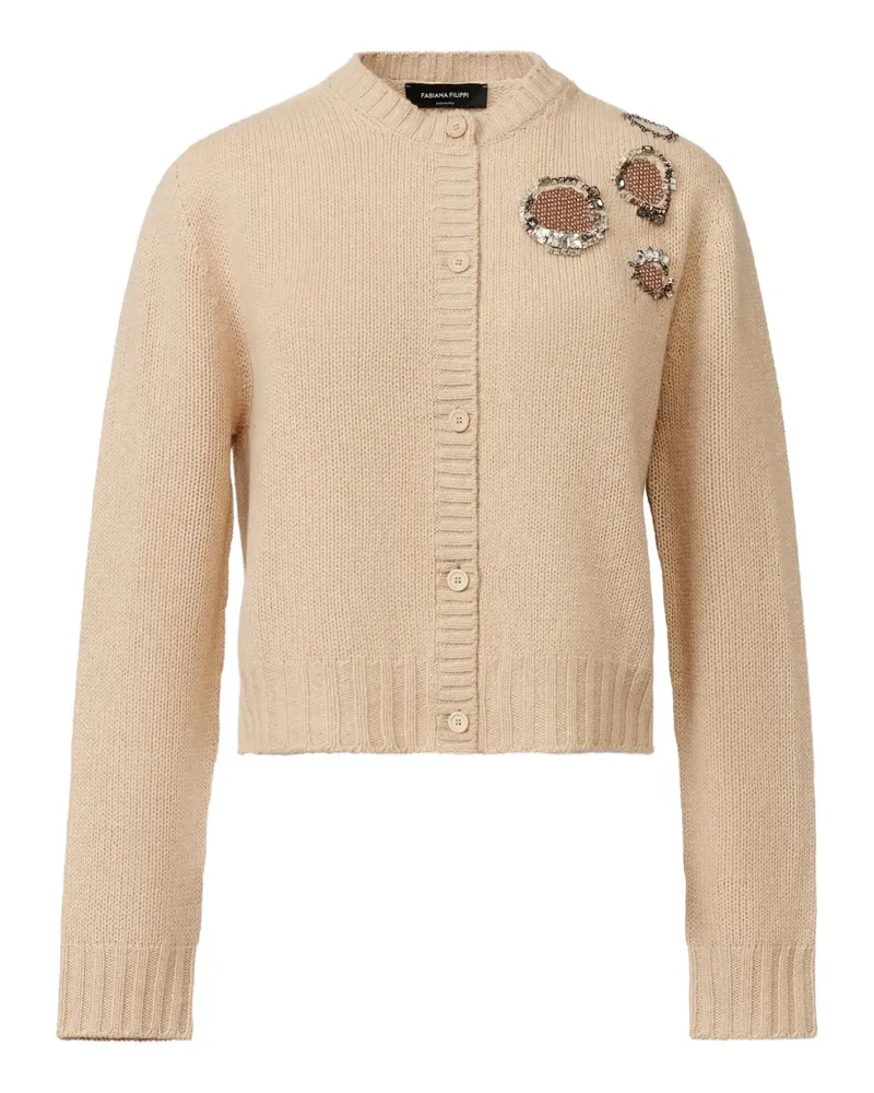 Fabiana Filippi Cardigan mit Kristallverzierung - Nude Nude