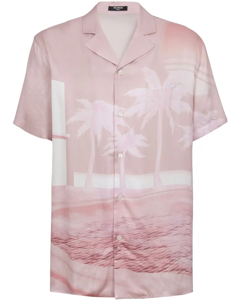 Balmain Hemd mit Postkarten-Print - Rosa Rosa