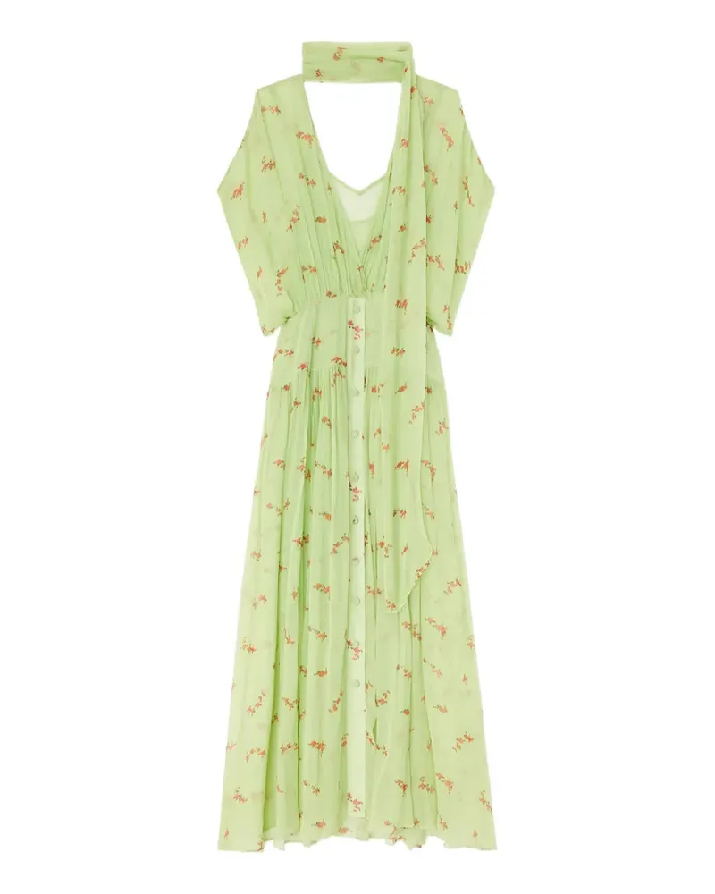 Ganni Kleid mit Blumenprint - Grün Grün