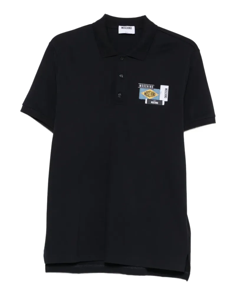 Moschino Poloshirt mit Logo-Patch - Blau Blau