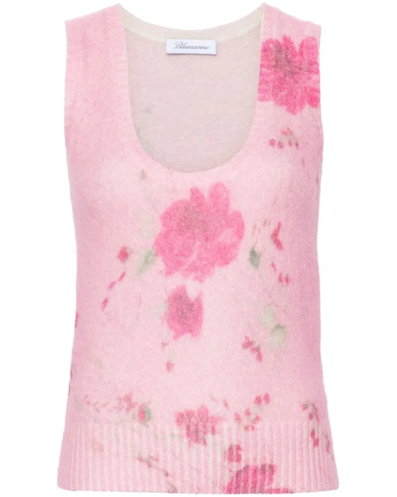 Blumarine Tanktop mit Rosen-Print - Rosa Rosa