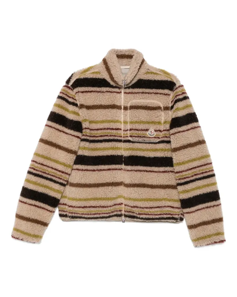 Moncler Gestreifter Cardigan mit Teddy-Struktur - Nude Nude