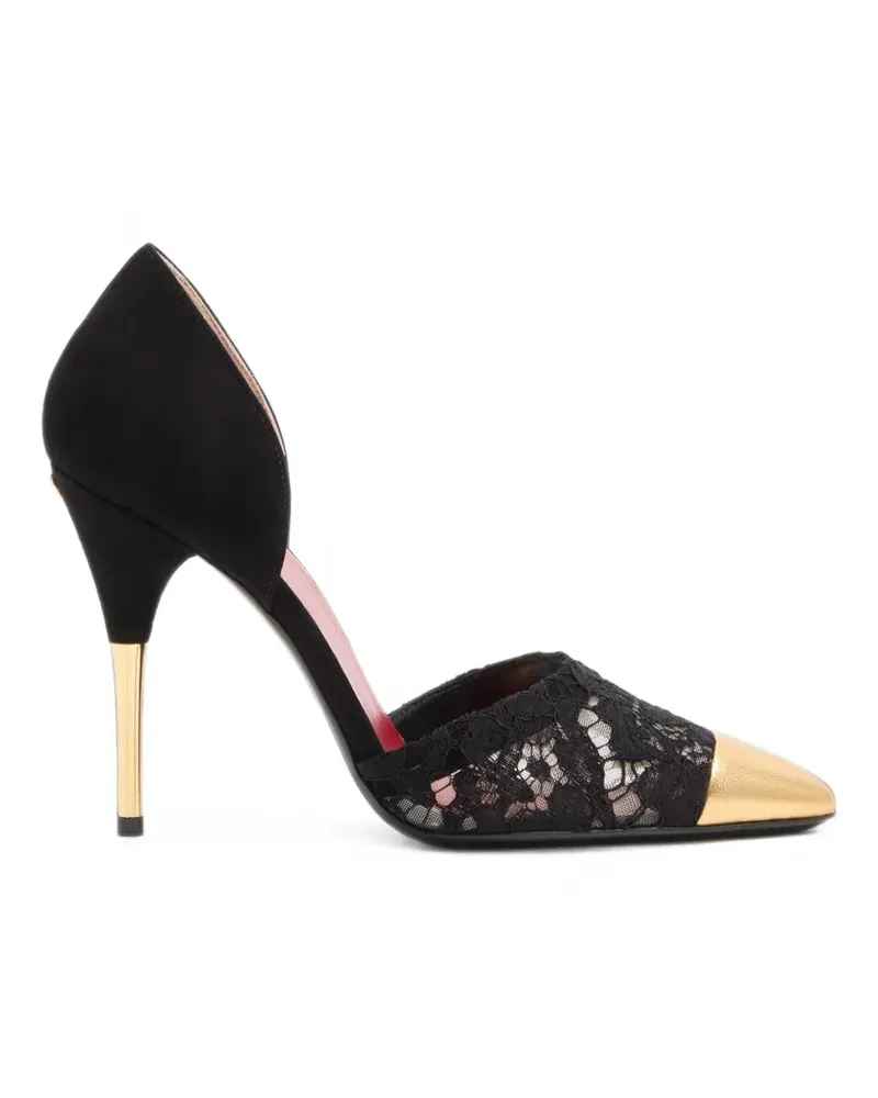 Valentino Garavani Sinead Pumps aus Wildleder und Spitze 105mm - Schwarz Schwarz