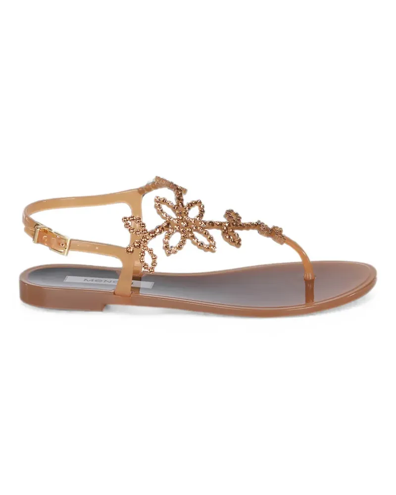 Menghi Kristallverzierte Sandalen mit Blumendetail - Nude Nude