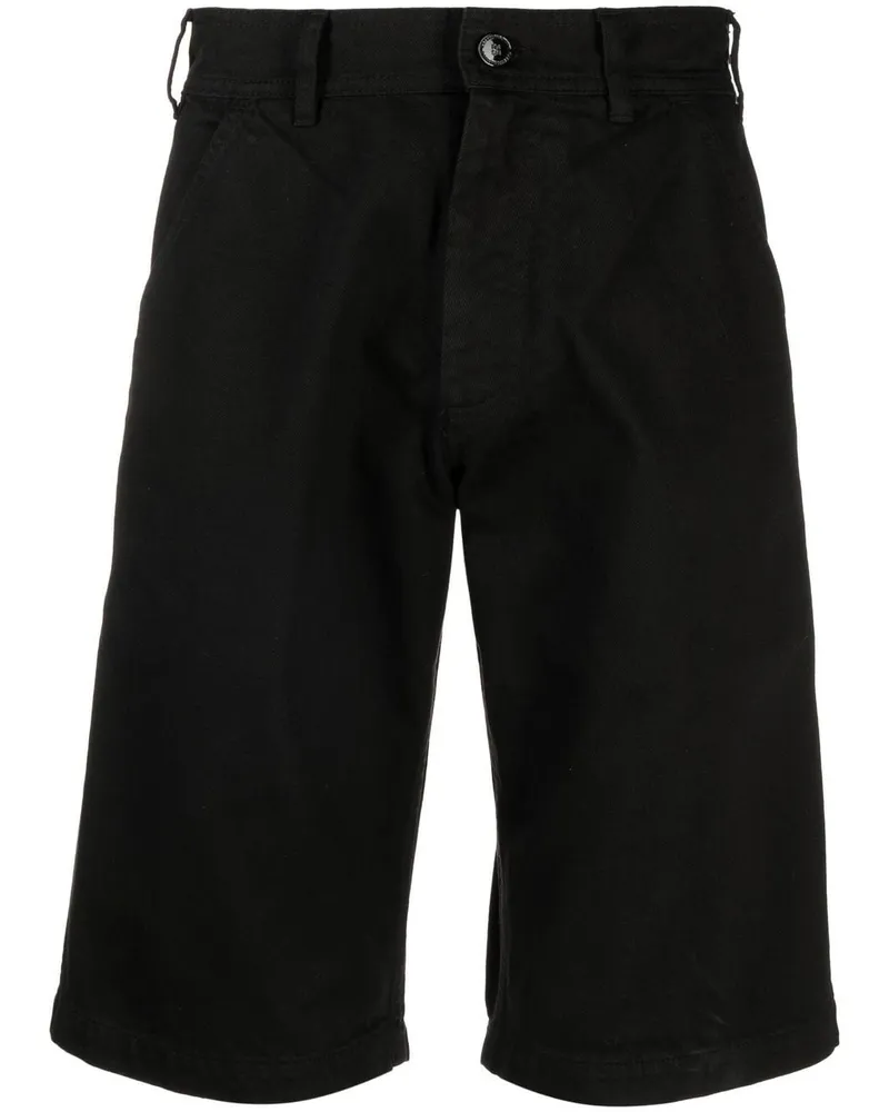 Raf Simons Jeans-Shorts mit Logo-Patch Schwarz