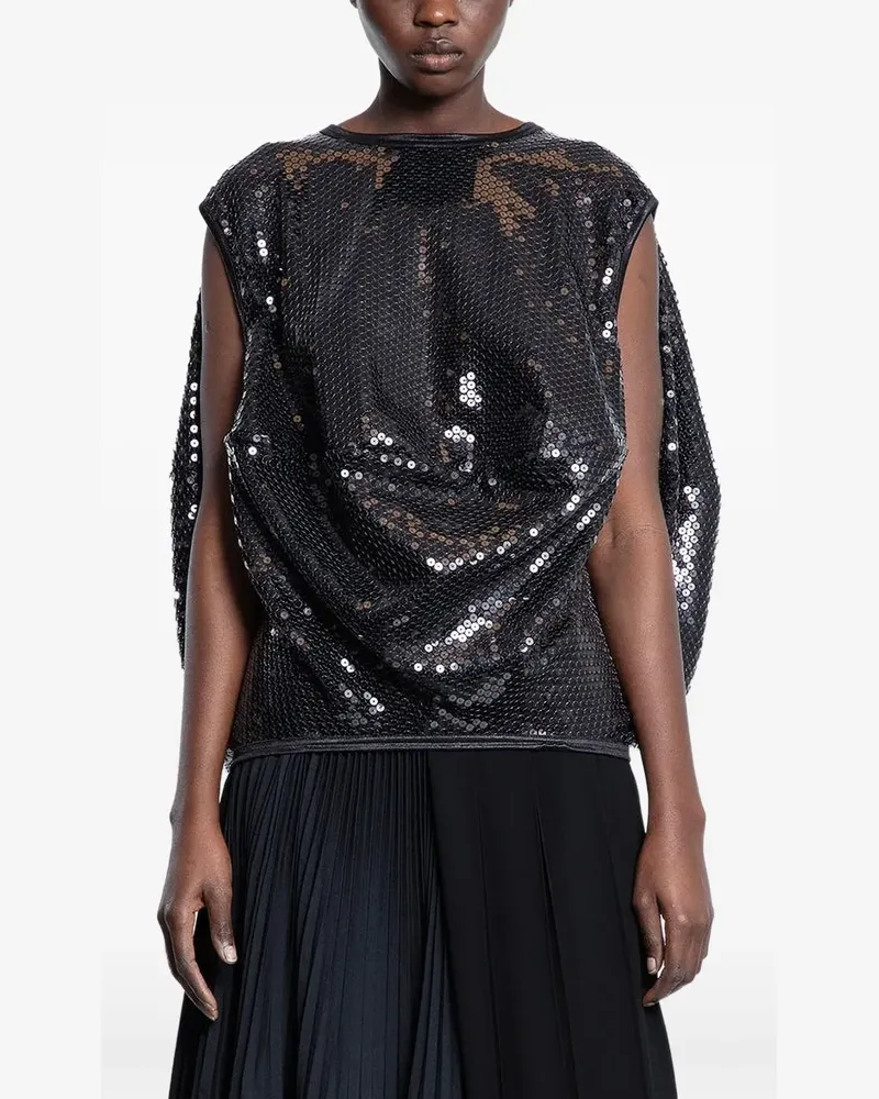 Junya Watanabe sequinned draped top - Schwarz Schwarz