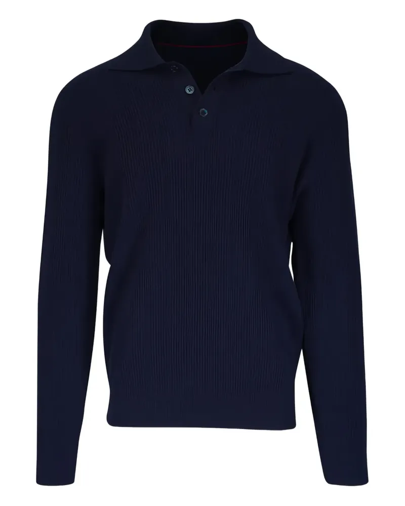 Brunello Cucinelli Gerippter Pullover mit Poloshirtkragen - Blau Blau