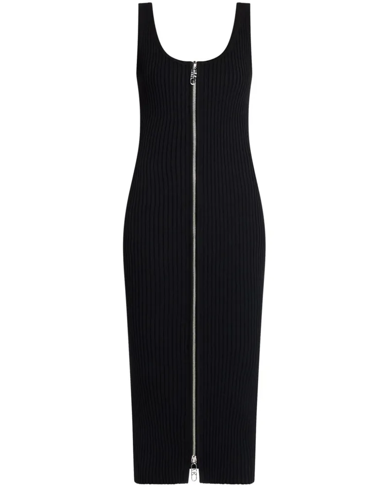 Michael Kors Geripptes Midikleid - Schwarz Schwarz