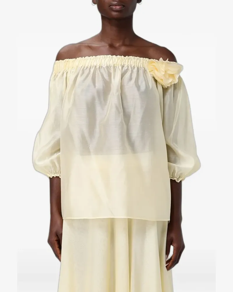 Hanita off-shoulder floral-appliqué blouse - Gelb Gelb