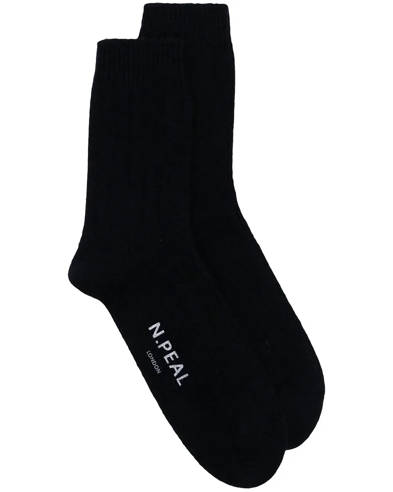 N.Peal Socken aus Kaschmir - Blau Blau