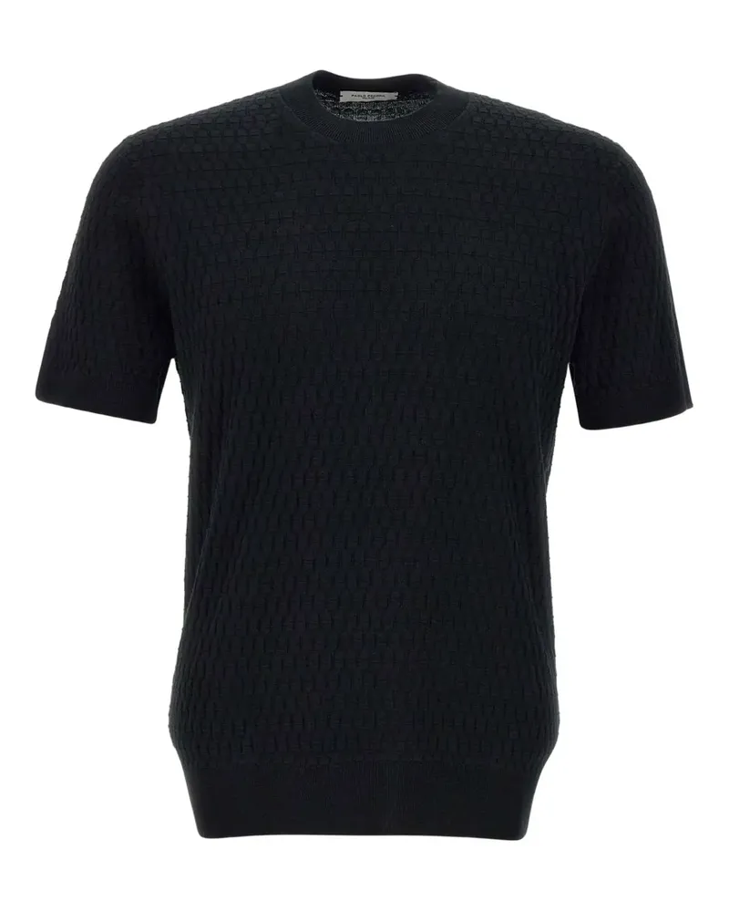 Paolo Pecora Milano T-Shirt mit Jacquardmuster - Schwarz Schwarz