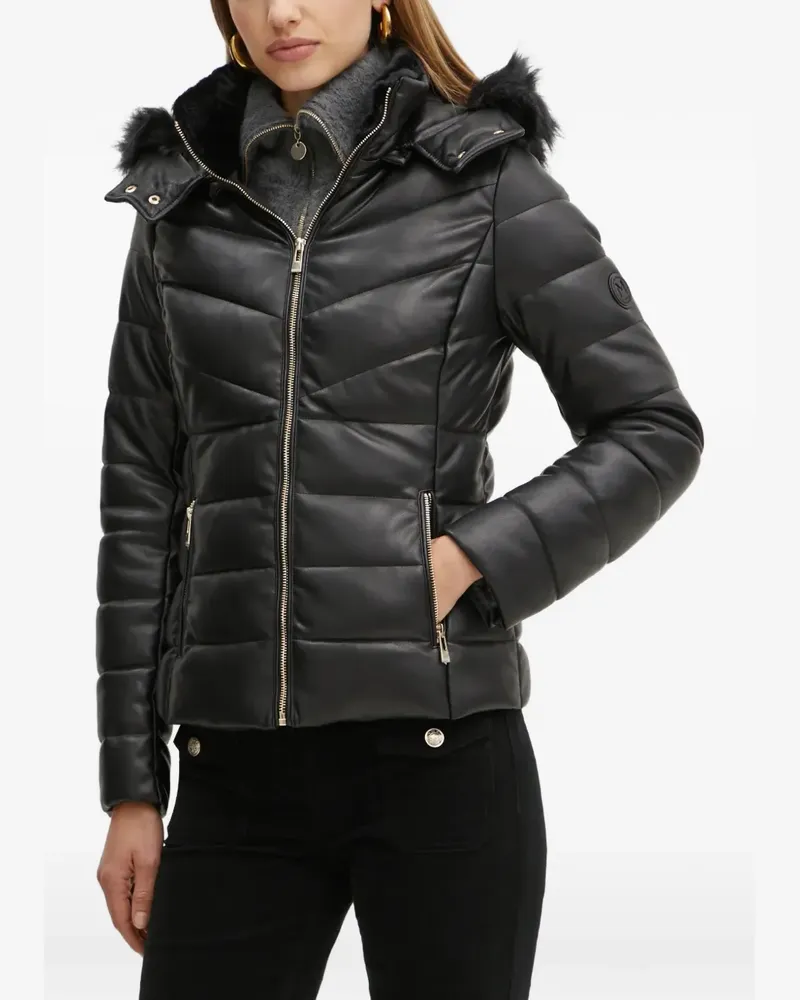 Morgan Gesteppte Jacke mit Fake Fur-Borte - Schwarz Schwarz