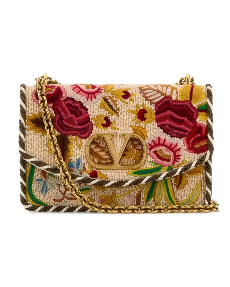 Valentino Garavani embroidered vain shoulder bag - Nude Nude
