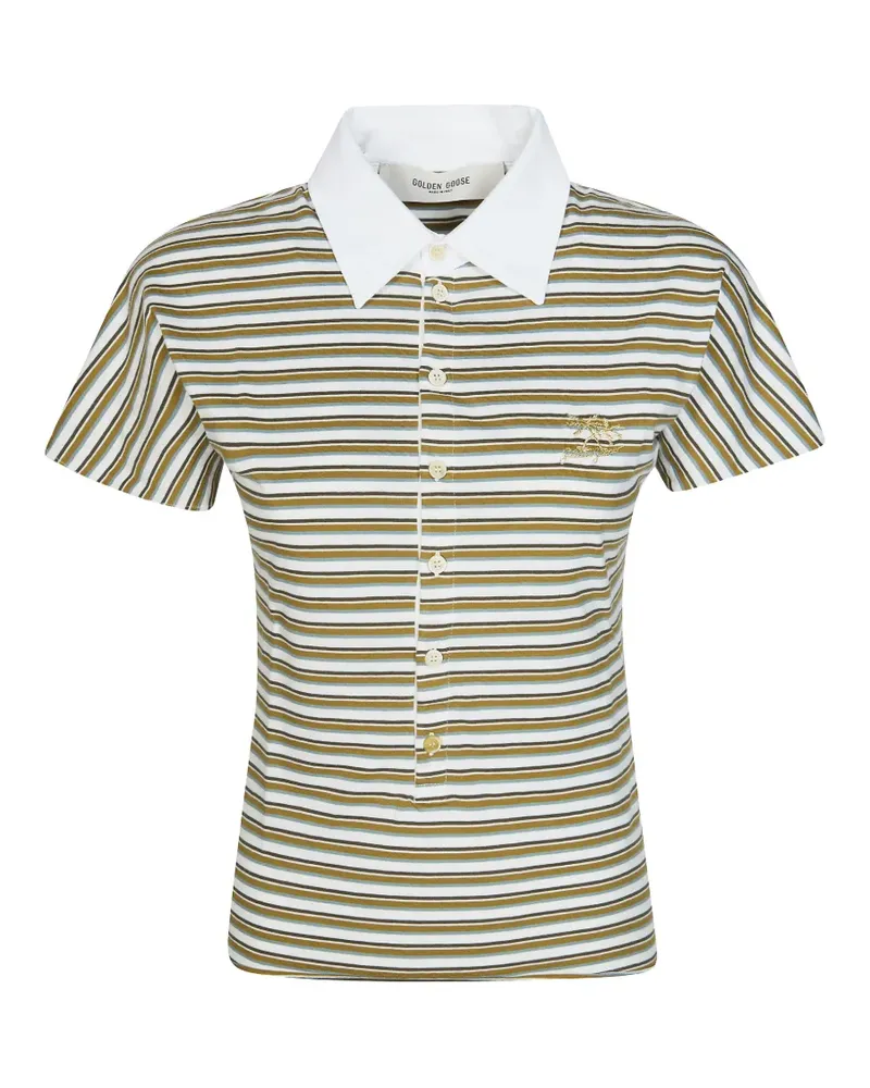 Golden Goose striped collared polo top - Weiß Weiß