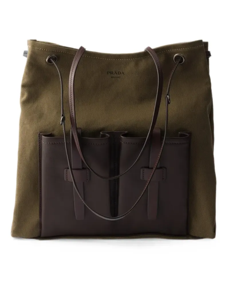 Prada Route large canvas and leather bag - Grün Grün