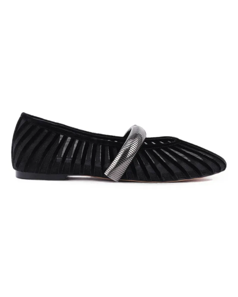Lola Cruz Gestreifte Alexa Ballerinas - Schwarz Schwarz