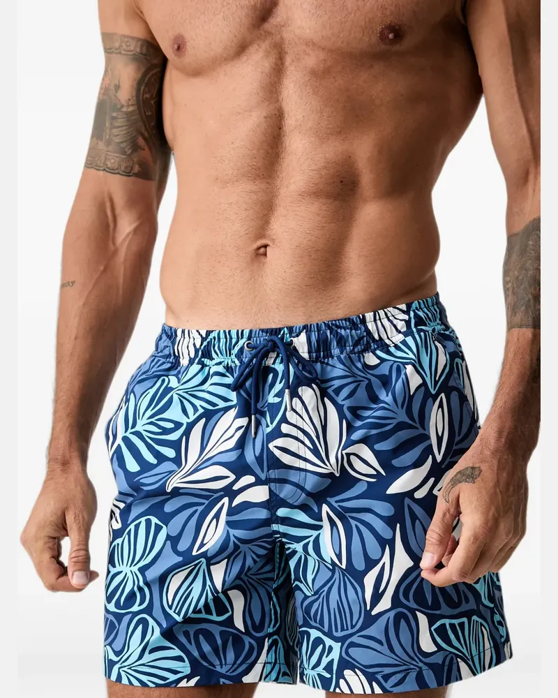 Marc O'Polo leaf-print swim shorts - Blau Blau