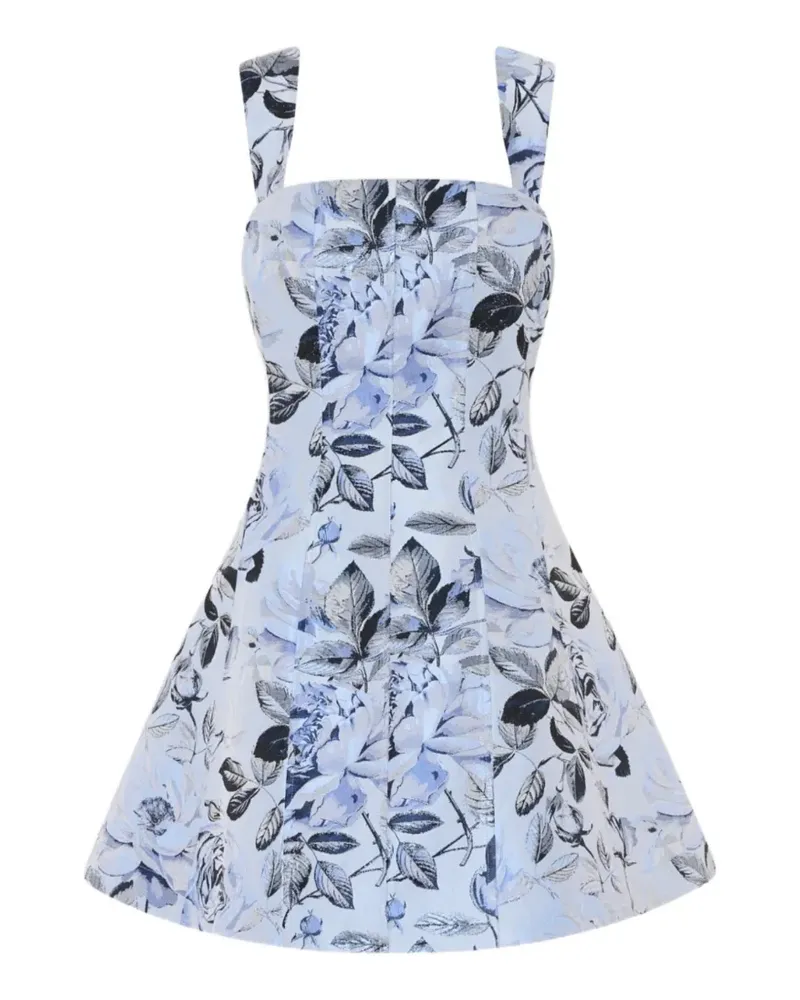 Milly Elodie floral-jacquard mini dress - Blau Blau