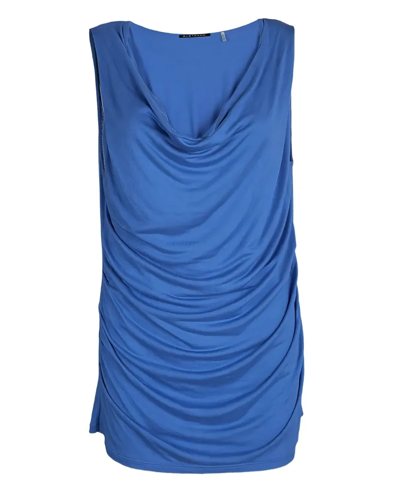 Elie Tahari Drapiertes Top mit Wasserfallausschnitt - Blau Blau