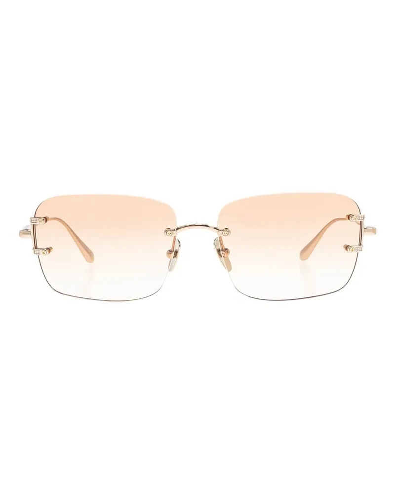 Linda Farrow Sonnenbrille mit eckigem Gestell - Gold Gold