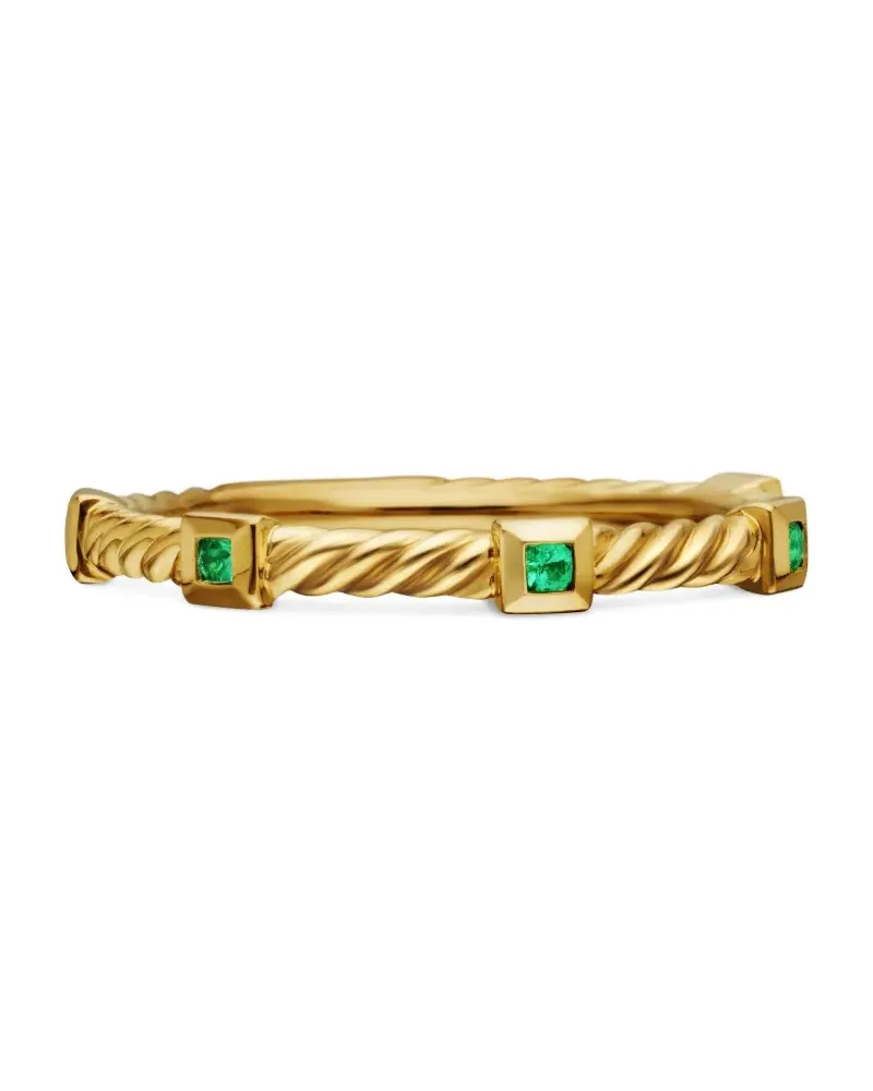 David Yurman 18kt Cable Collectibles Gelbgoldring mit Smaragd 2mm Gold