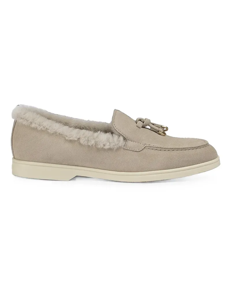 Doucal´s Loafer mit Shearling-Besatz und Quasten - Nude Nude