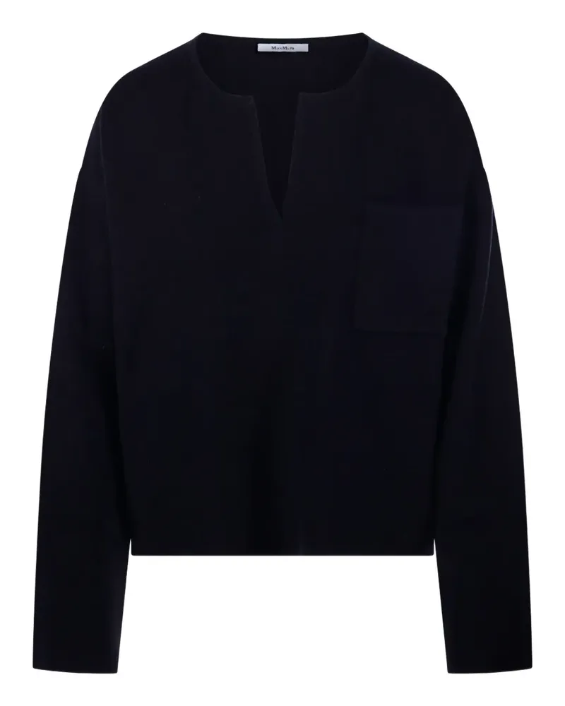 Max Mara Pullover mit V-Ausschnitt - Blau Blau