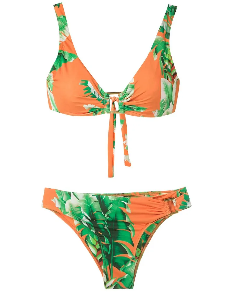 Amir Slama Bikini mit Blumen-Print - Grün Grün