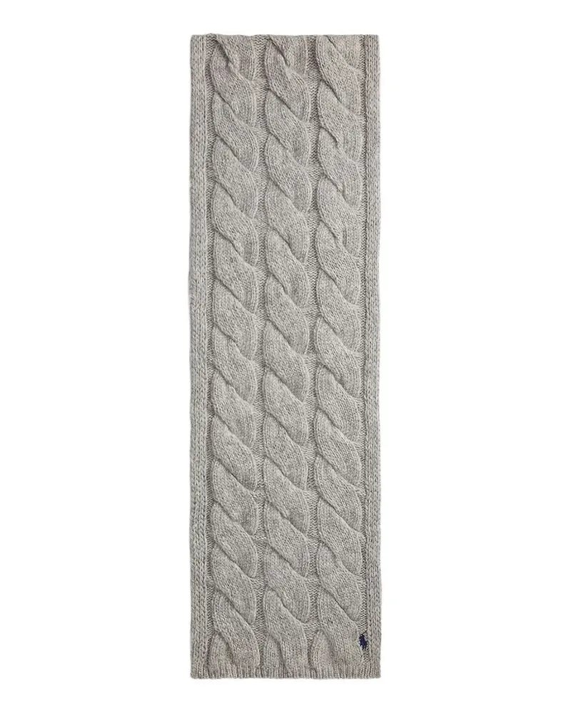 Ralph Lauren cable-knit embroidered-logo scarf - Grau Grau