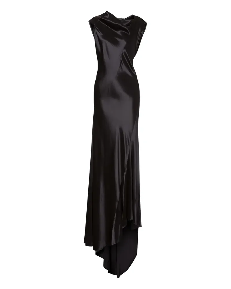 Alberta Ferretti Satin-Maxikleid - Schwarz Schwarz