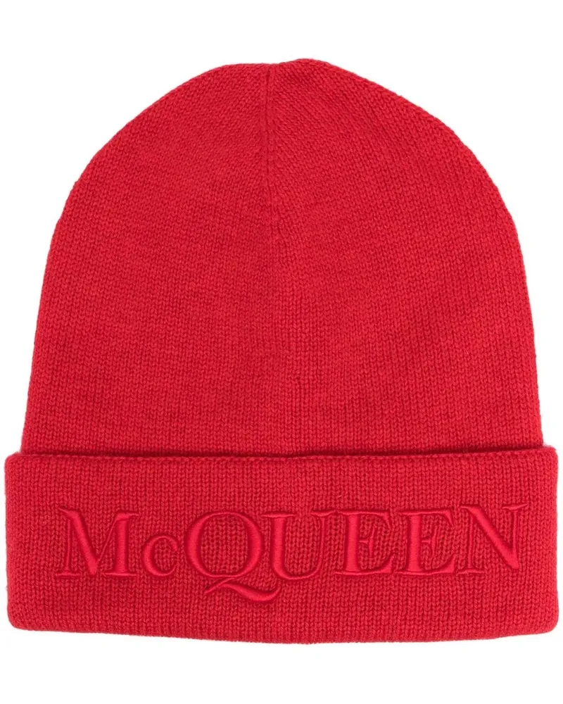 Alexander McQueen Mütze mit Logo-Stickerei - Rot Rot