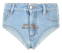 Kurze Jeans-Shorts mit Logo-Stickerei