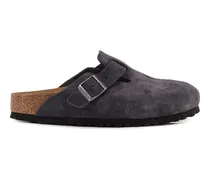 Boston Mules aus Wildleder mit Schnallenverschluss - Grau