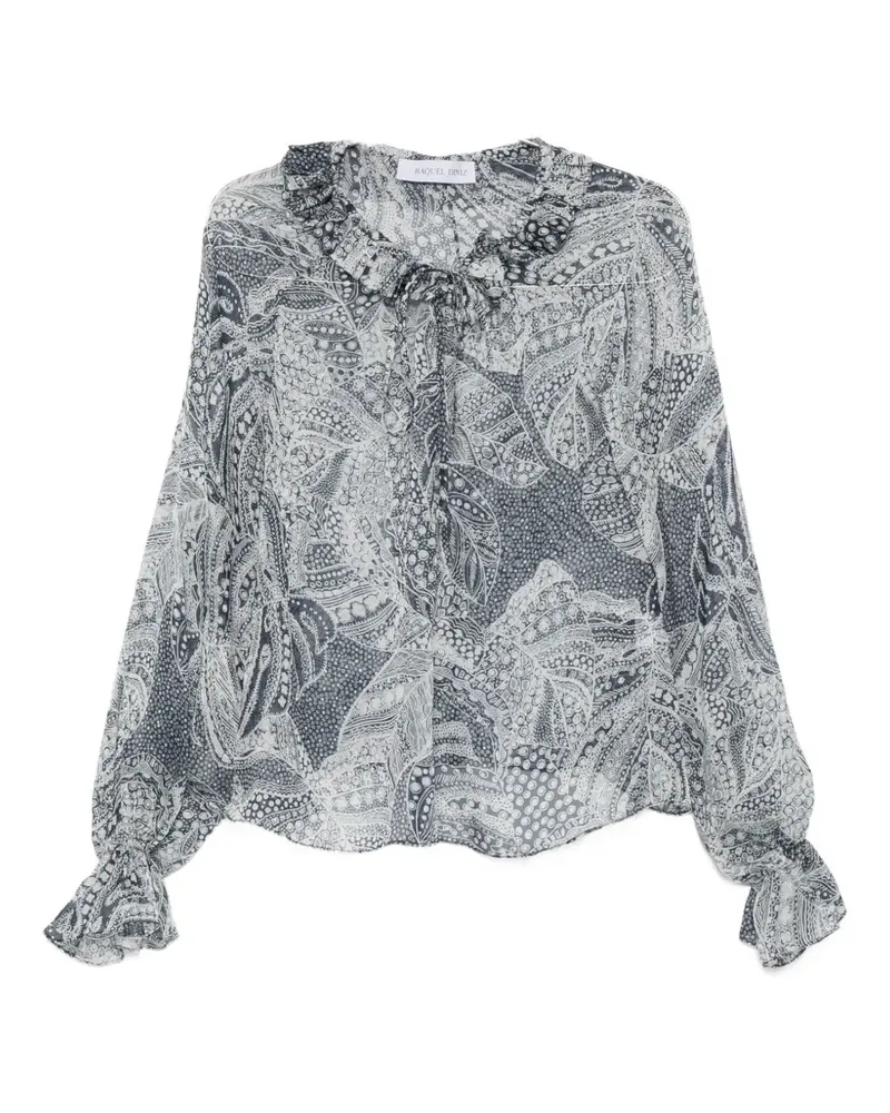 Raquel Diniz Kate print-detail ruffled blouse - Blau Blau
