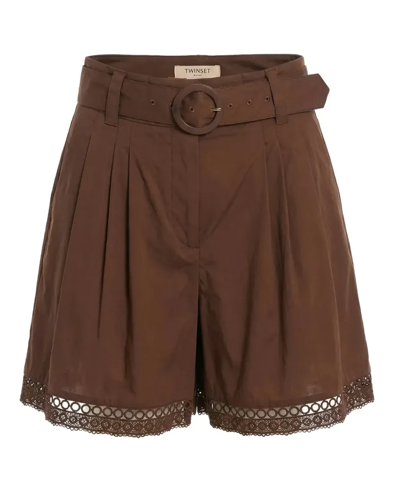 Twin-Set Gürtel-Shorts aus Spitze - Braun Braun