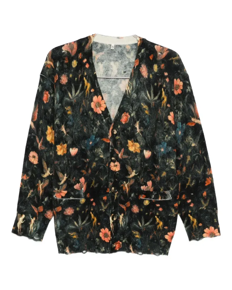 R13 Cardigan mit Blumen-Print - Schwarz Schwarz