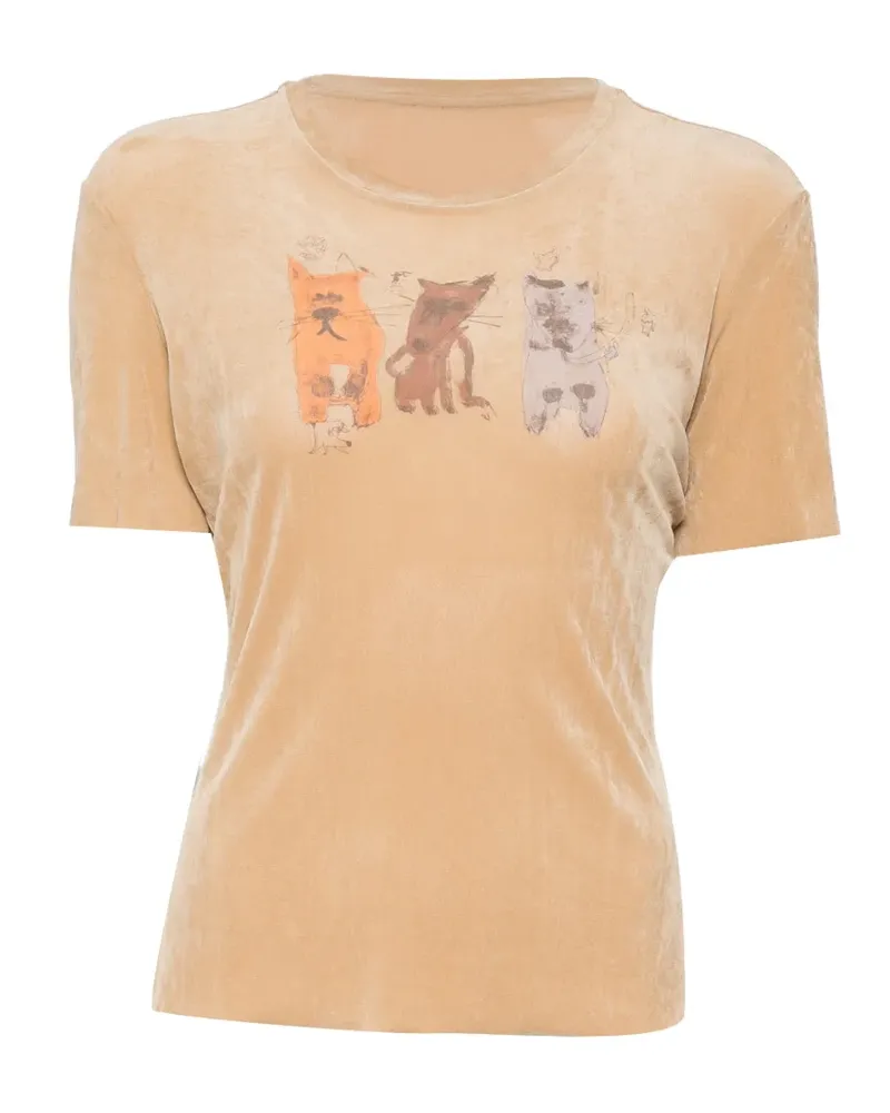 JNBY Samt-T-Shirt mit Print - Braun Braun